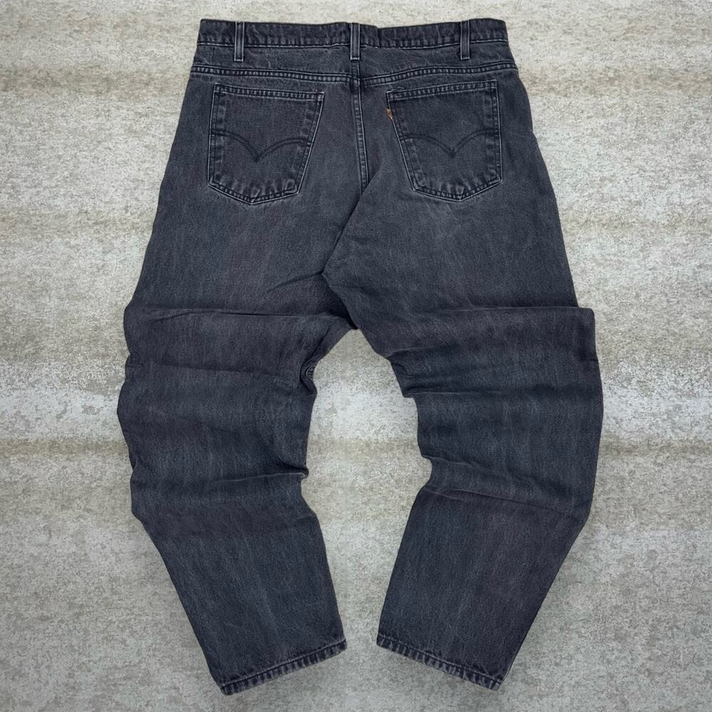 Vintage 90s Orange Tab Levis Jeans 550 38x30 Relaxed Fit Smoke Black Wash Denim